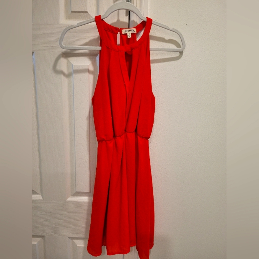 Orange high neck dress